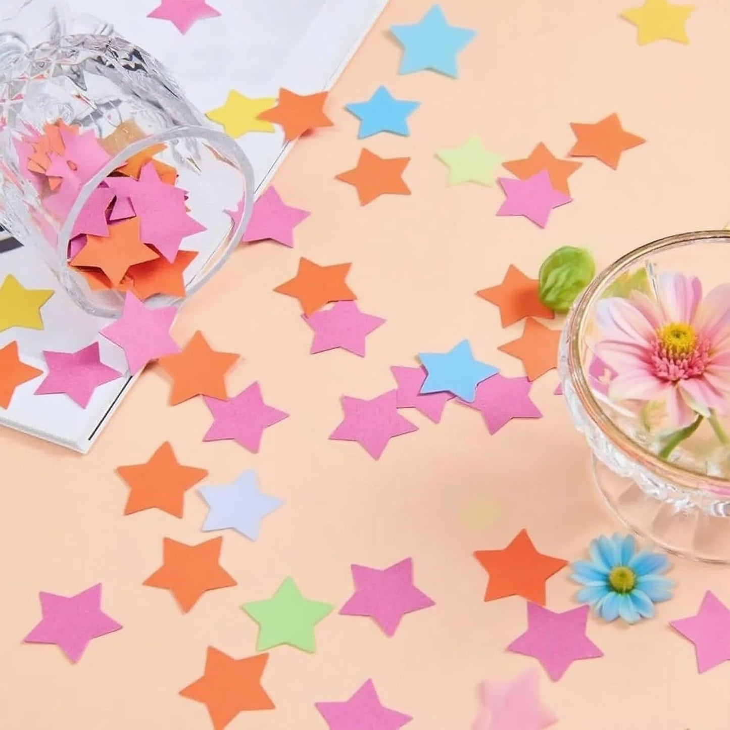 Rainbow Metallic Foil Star Confetti 0.78inch/2cm 8000PCS Table Confetti for Party Birthday Decoration or Filled Balloons