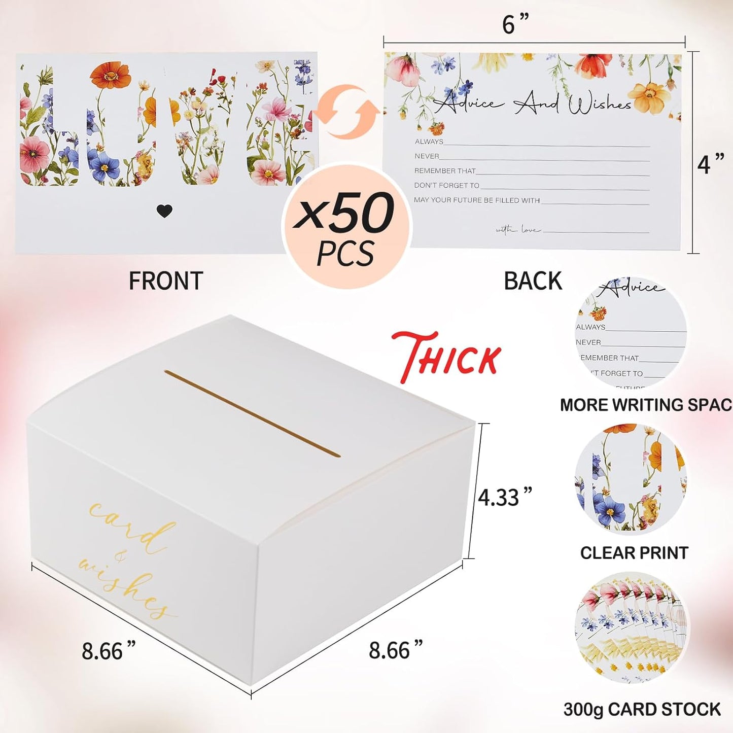 Bridal Shower Games Advice And Wishes Cards Wedding Shower Games 50 Guests Wedding Advice Cards Love is in Bloom