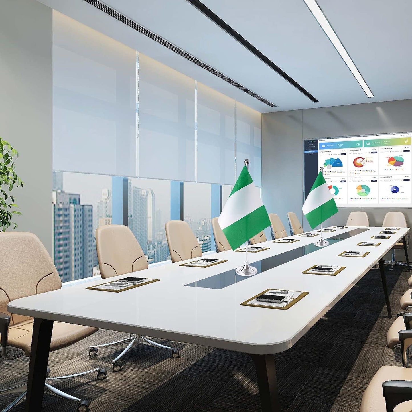 ZXvZYT 2 Pack Nigeria flag Nigerian Table Flag Small Mini Nigerian Desk Flags With Stand Base,International Festival Events Celebration Decorate,Home office Decorations