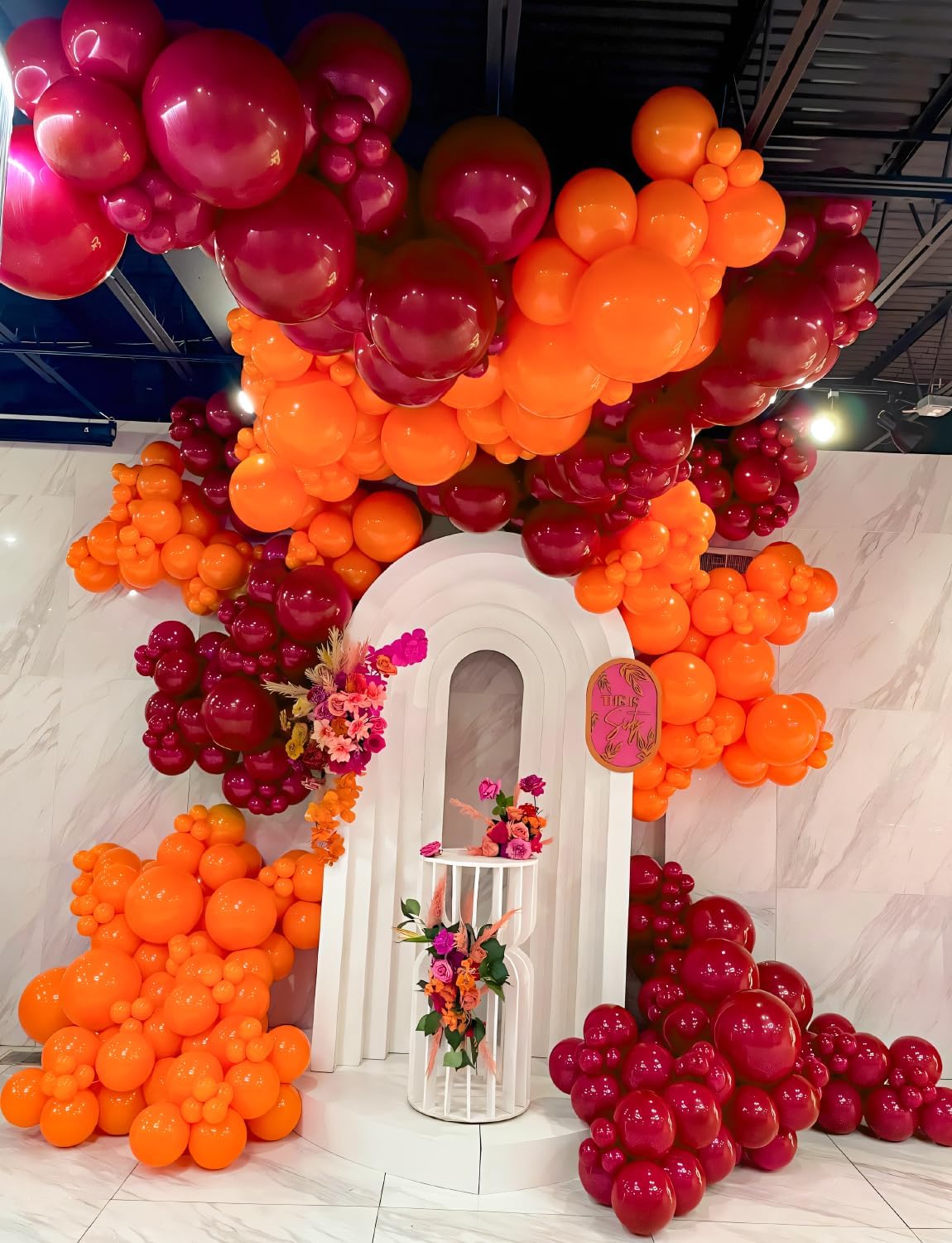 Fall Balloons,12 Inch Thanksgiving Balloons Set Burgundy Orange Metallic Gold Balloon Fall Color Confetti Balloon for Autumn Thanksgiving Birthday Baby Shower Party Decorations, 50Pcs