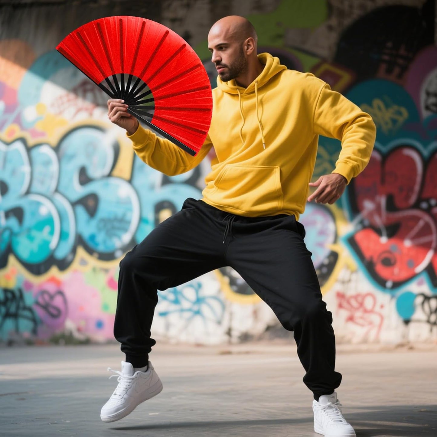 13inch Large Rave Fan Popping Clacking Fans for Line Dancing,Hand Fans for Women Foldable,Boots on The Ground Fan,Portable for Outdoor,Wedding,Party,Decoration (4pcs red)