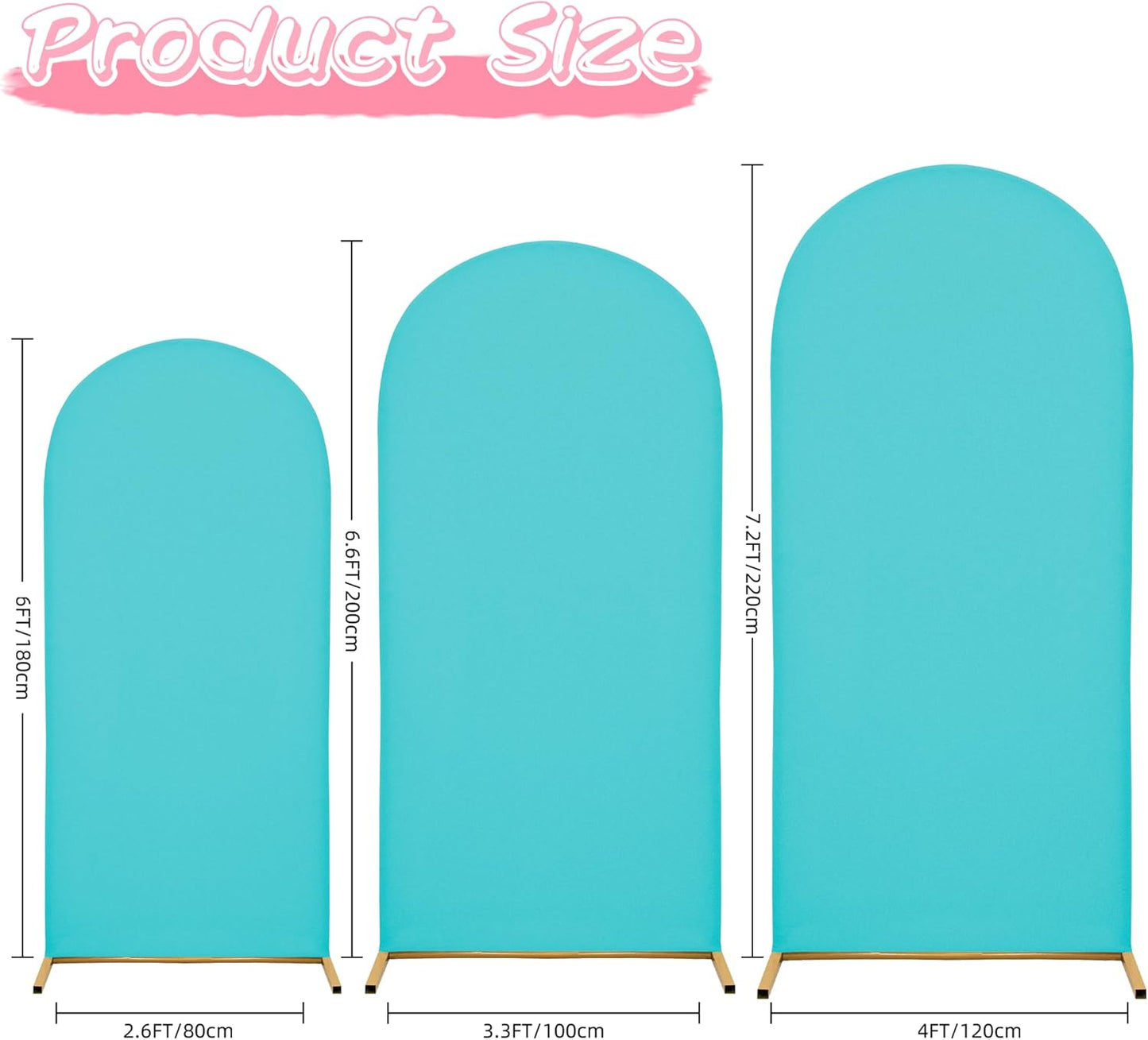 Wedding Arch Covers Arch Backdrop Cover Arch Stand Covers 7.2FT 6.6FT 6FT Set of 3 Arch Cover Spandex Fabric Stretchy Backdrop for Wedding Birthday Party Decoration Baby Shower (Sky Blue)