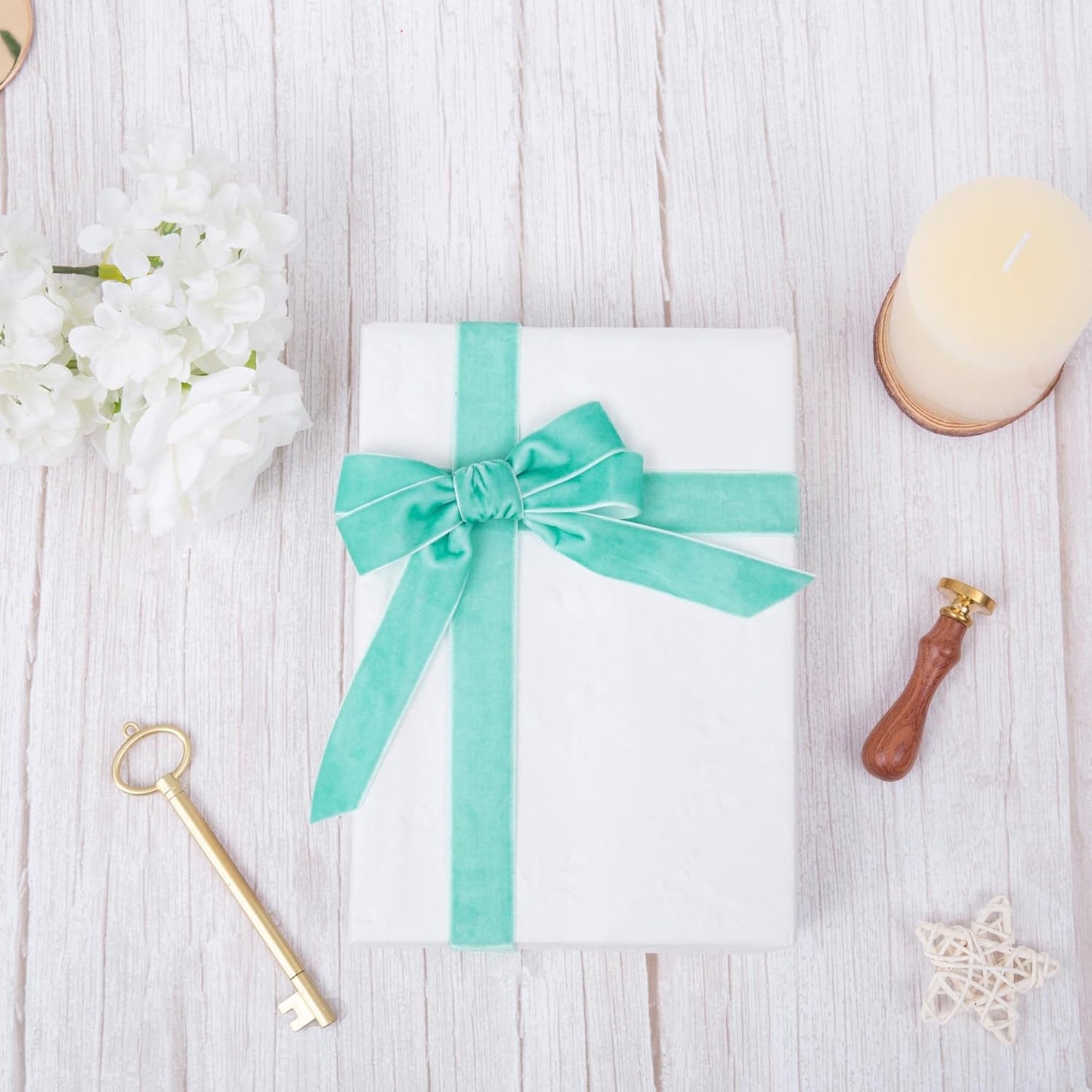 Vintage Turquoise Blue Velvet Ribbon, 1 Inch X 25Yd