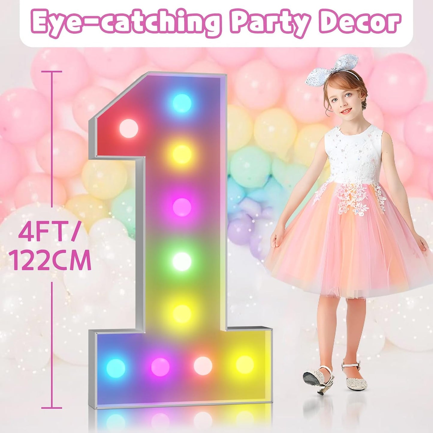Marquee Numbers 28th-Birthday Decoration: Colorful 4FT Large Light Up 28 Year Old Birthday Decorations Anniversary Backdrop for Boys Girls Cardboard Sign 18 Colors Number 28 Mosaic Balloon Frame