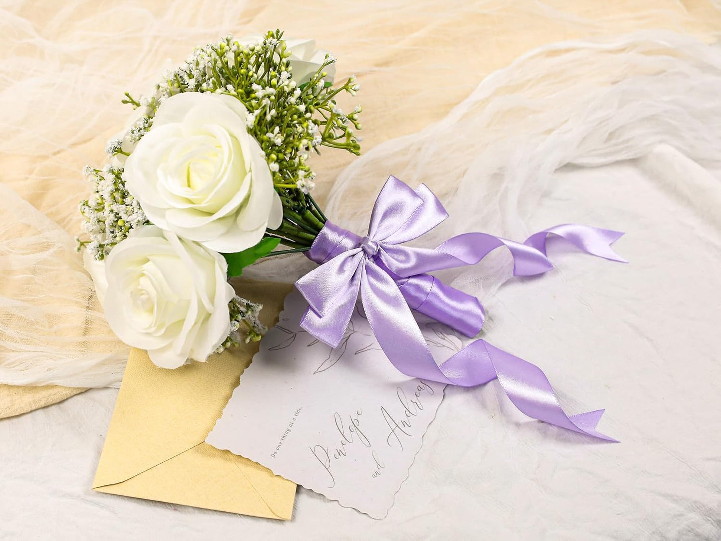 Light Purple Satin Ribbon 1 inch X Continuous 100 Yards, Single Face Polyester Ribbon Perfect for Gift Wrapping, Flower Bouquet, Wedding Decor, Crafts, Bow Making, Sewing and More