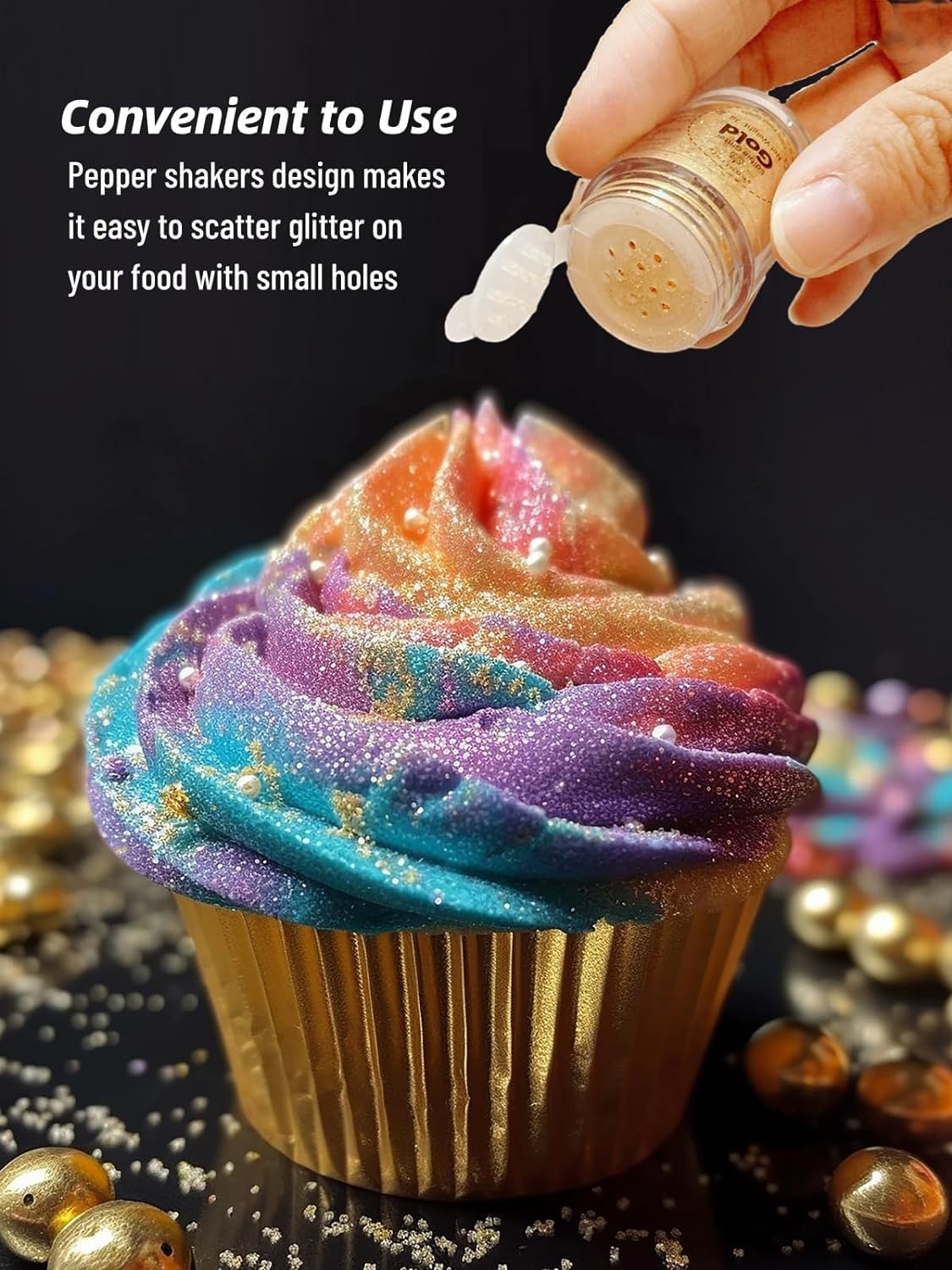 Shanlinly Pink Edible Glitter for Cakes Drinks - Food Grade 5g Shimmer Luster Glitter Dust Edible Glimmer Powders for Strawberries, Sprinkle on Sparkle, Chocolate, Cookie, Cupcake, Cocktail, Vegan