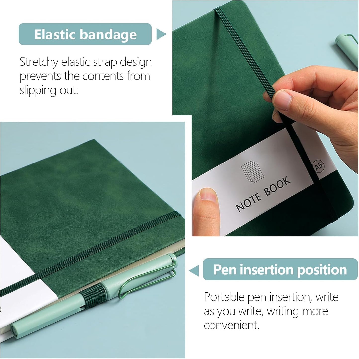 Personalized Notebook Custom Journal Notebook PU Leather A5 Can Customized with Logo/Text/Image- 192 Lined Pages 8.3 x 5.9 Inch, Pen Loop, Elastic Band, Pink Hardcover