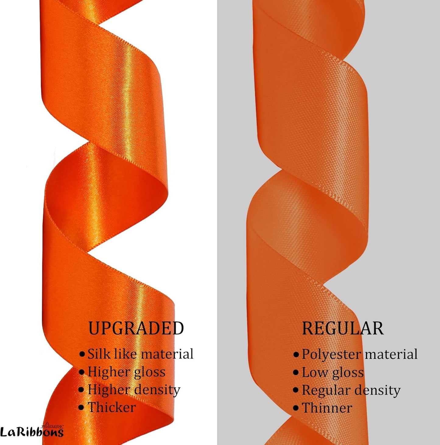 LaRibbons Orange Satin Ribbon 3/8 Inch 50 Yards Thin Luxury Double Faced Russet Orange Silk Ribbon for Flower Bouquet Crafts Gift Wrapping Wedding Fall Decoration