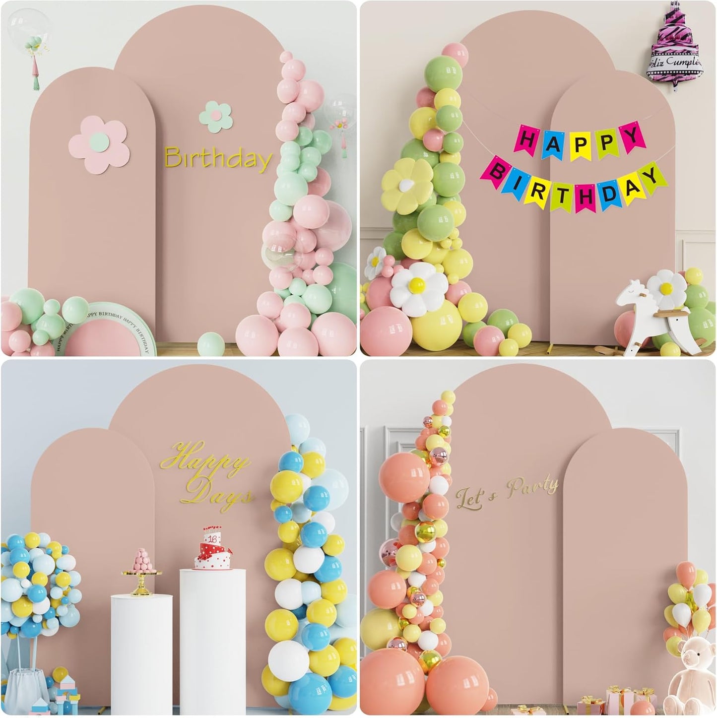Fomcet Wedding Arch Cover 7.2FT, 6FT Nude Spandex Fitted Fabric Arch Backdrop Covers 2 Set for Round Top Chiara Arched Backdrop Stand Cover for Wedding Birthday Party Baby Shower