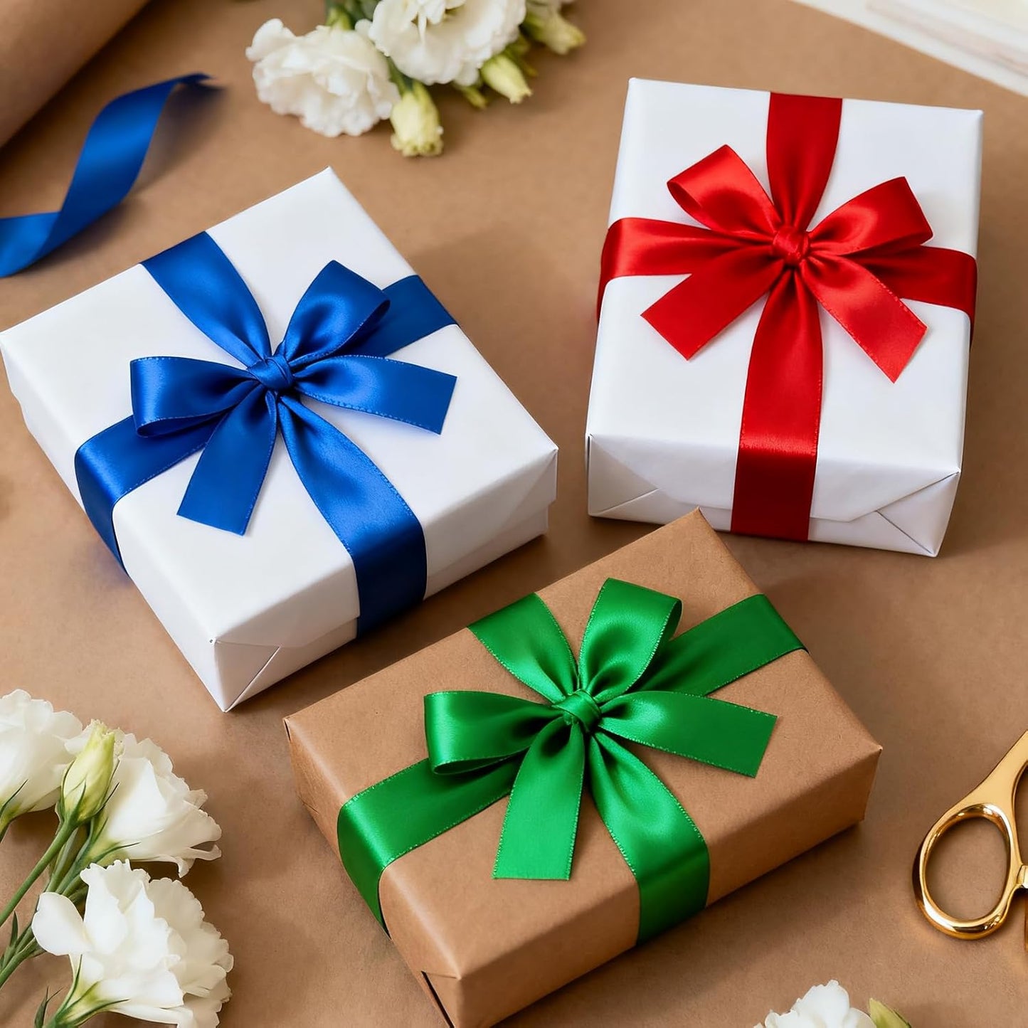 1-1/2 Inch 100 Yards Satin Ribbon Green, Solid Color Fabric Ribbon for Gift Wrapping, Wedding, Polyester Gift Ribbon for Birthday Party Decoration, Craft, Hair, Floral, Sewing