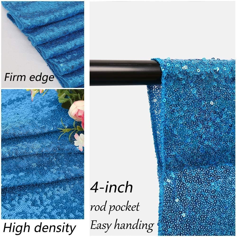 8ft x 8ft Aqua Blue Sequin Backdrop Curtain Sparkle Photo Backdrop for Wedding Birthday Baby Shower Wall Decorations