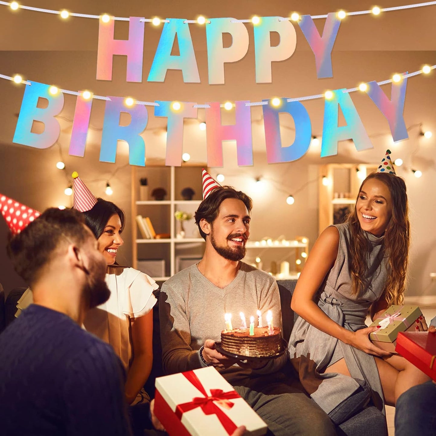 TaoBary 112 Pcs DIY Letter Kit Glitter Customizable Banner Letters Include 107 Letters and Numbers 3 Rope and 2 Needles for Birthday Halloween Christmas Wedding Valentine Party Decor(Holographic)