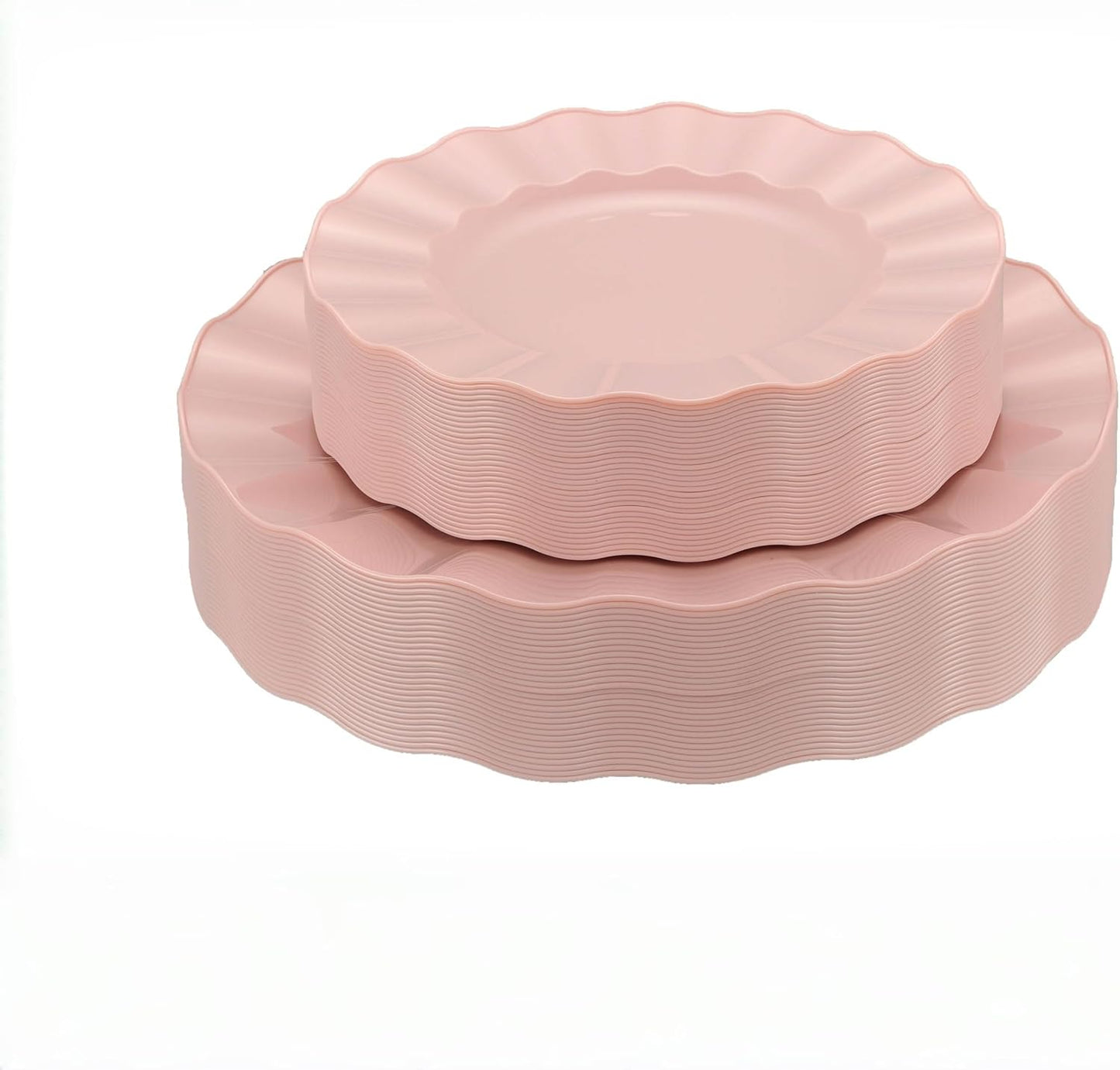 60Pcs Premium Pink Plastic Plates, Fancy Nice Disposable Plate, Elegant Wedding Plates Set include 30 10" Dinner & 30 7" Dessert Plates for Party & Wedding(30Guests