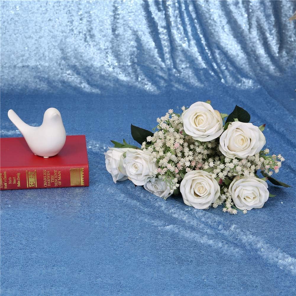 Eternal Beauty Baby Blue Sequin Backdrop Curtains, Shimmer Back Drop 2Panels-2FTx8FT for Christmas, Party, Birthday, Photography, Wedding, Baby Shower Event Decoration