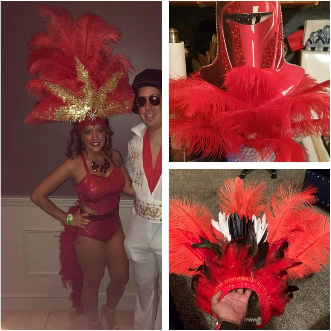 Ballinger Red Ostrich Feathers Bulk - 24Pcs 8-10inch Feathers for Crafts,Party Centerpieces,Wedding and Home Decor