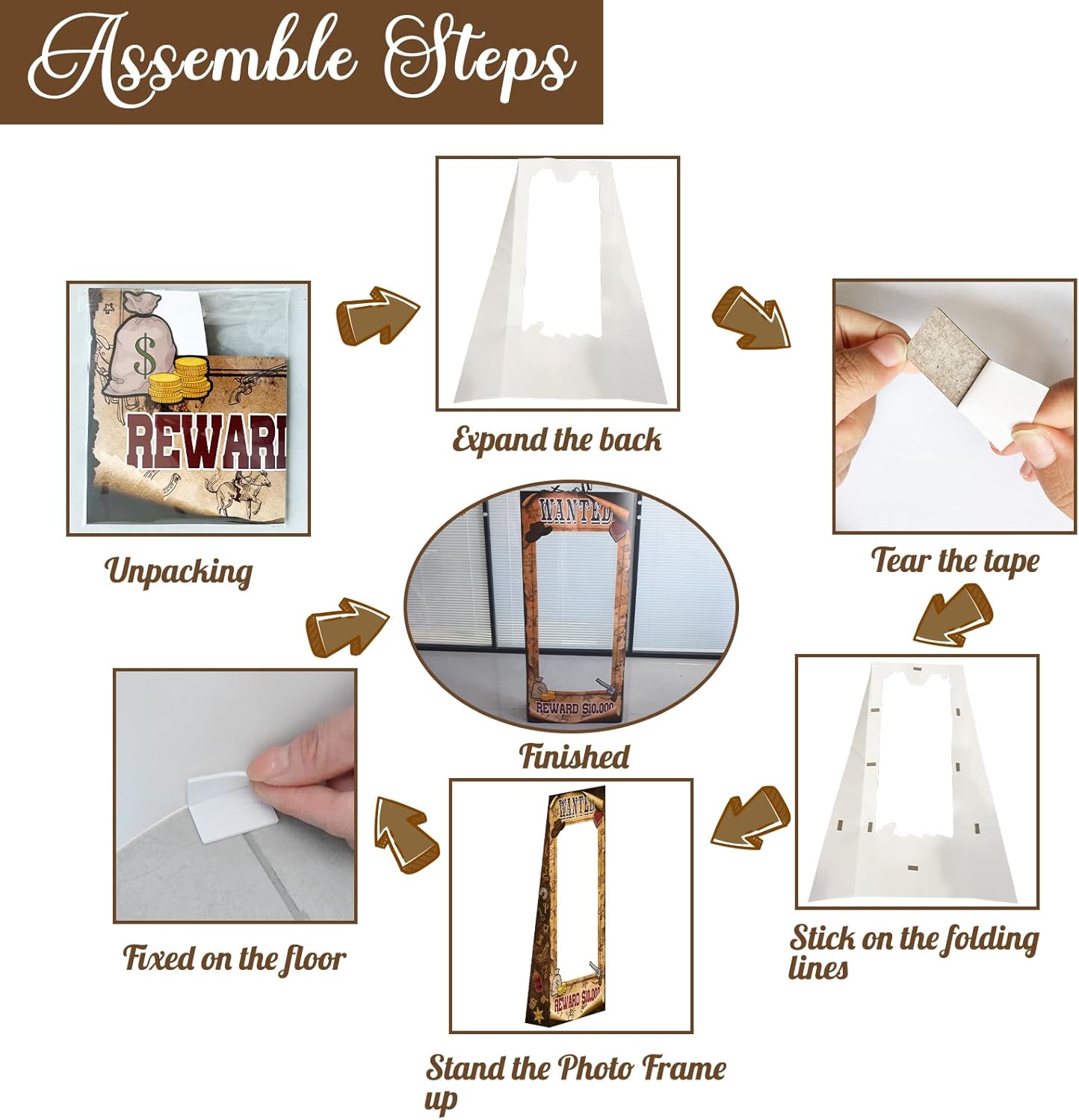 4.5ft Tall Life Size Stand in West Wanted Photo Booth Props Selfie Frames, Western Photo Booth Props for Western, West Cowboy Cowgirl Theme Party Supplies, Wild West Rustic Party Decorations