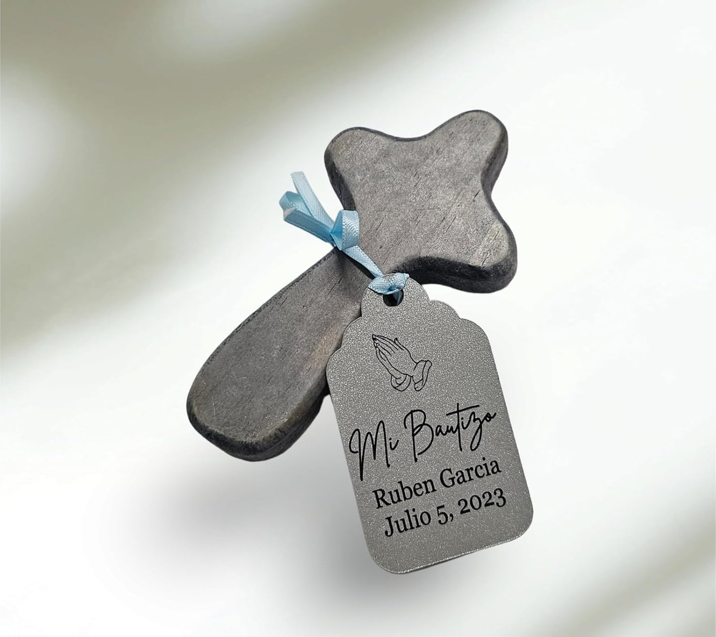 Mi Bautizo Baptism Christening Personalized Thank You Tags 20 pcs - More Colors Available (silver shimmer)