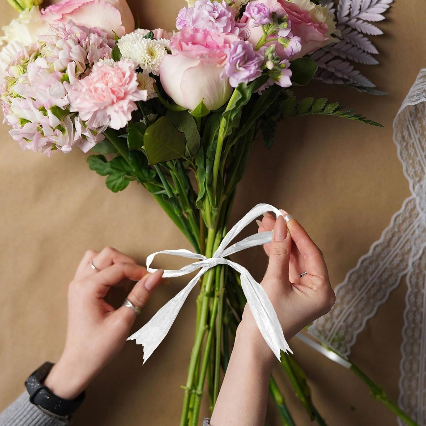 Creatrill 218 Yards Raffia Paper Craft Ribbon Packing Paper Twine, 1/4 Inch by 218 Yards