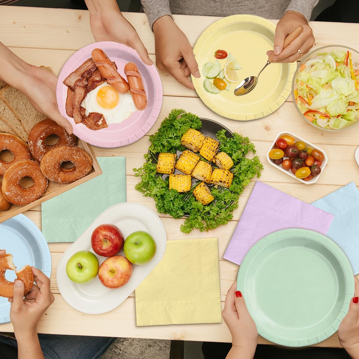 CMUSKO Pastel Party Decorations - 60Pcs Rainbow Plates and Napkins Unicorn Colorful Tableware for Girl Birthday,Baby Shower,Wedding