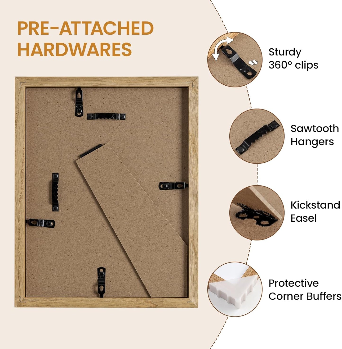7x9 Picture Frame,Solid Oak Wood 7"x9" Photo Frame,Natural Oak Color Tempered Real Glass 7 by 9 Wooden Frames with No Mat,9x7 Picture Frames for Wall or Tabletop Display