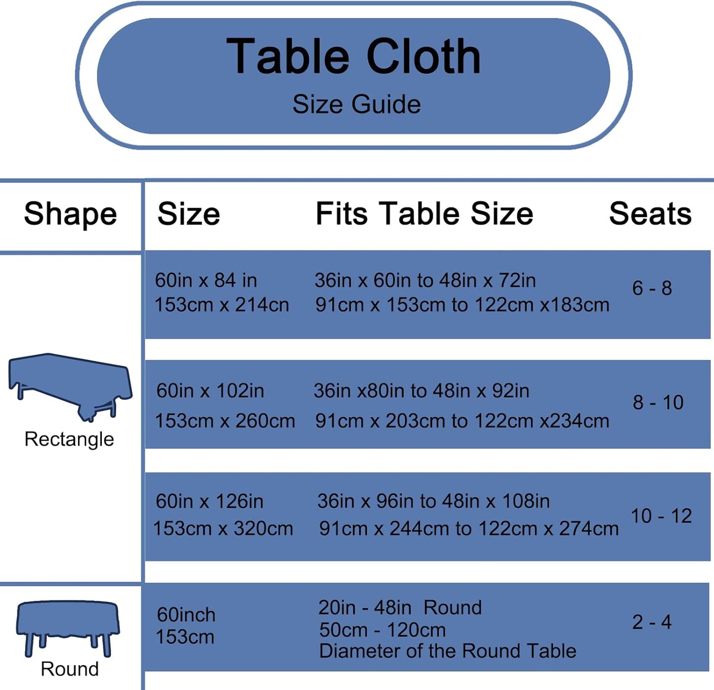 Navy Blue 6 Pack Round 60 Inch Tablecloth, Premium Polyester Table Cloth Washable Table Cover Stain and Wrinkle Resistant Decorative Table Cover for Party Wedding