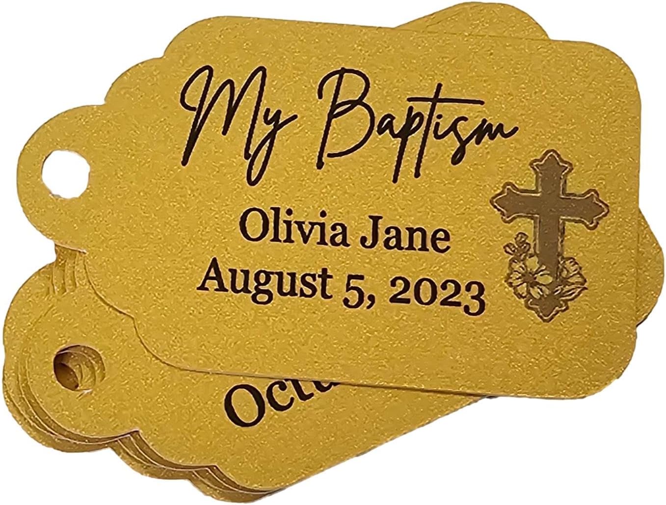 Mi Bautizo Baptism Christening Personalized Thank You Tags 20 pcs - More Colors Available (gold shimmer)