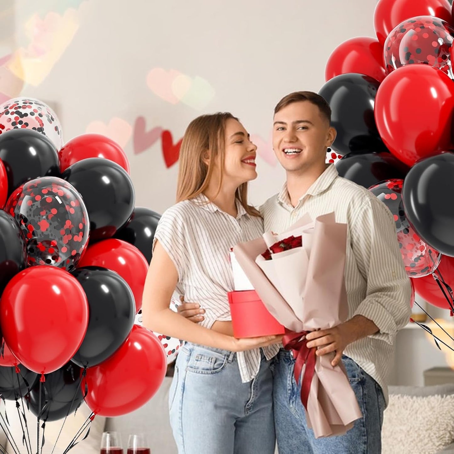 Red and Black Balloons, 60pcs 12inch Black Red Confetti Balloons for Graduation Wedding New Year Eve Birthday Party Decorations