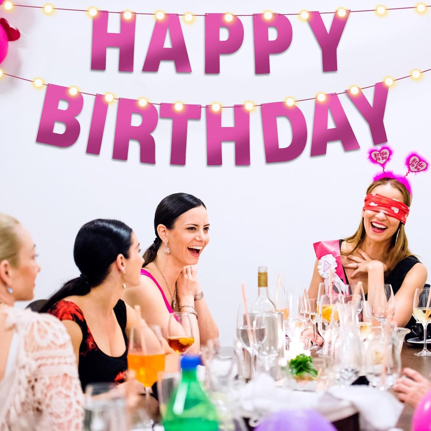 TaoBary 112 Pcs DIY Letter Kit Glitter Customizable Banner Letters Include 107 Letters and Numbers 3 Rope and 2 Needles for Birthday Halloween Christmas Wedding Valentine Party Decor(Bright Pink)