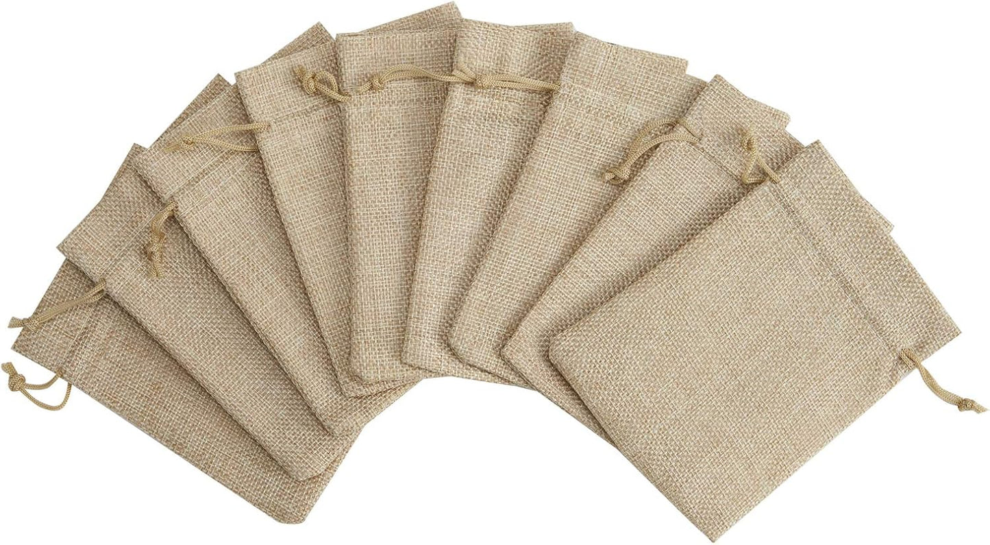 Tendwarm 20 Pcs 3.9x5.9 Inch Burlap Gift Bags with Drawstring Linen Jewelry Bag for Wedding Party Favors
