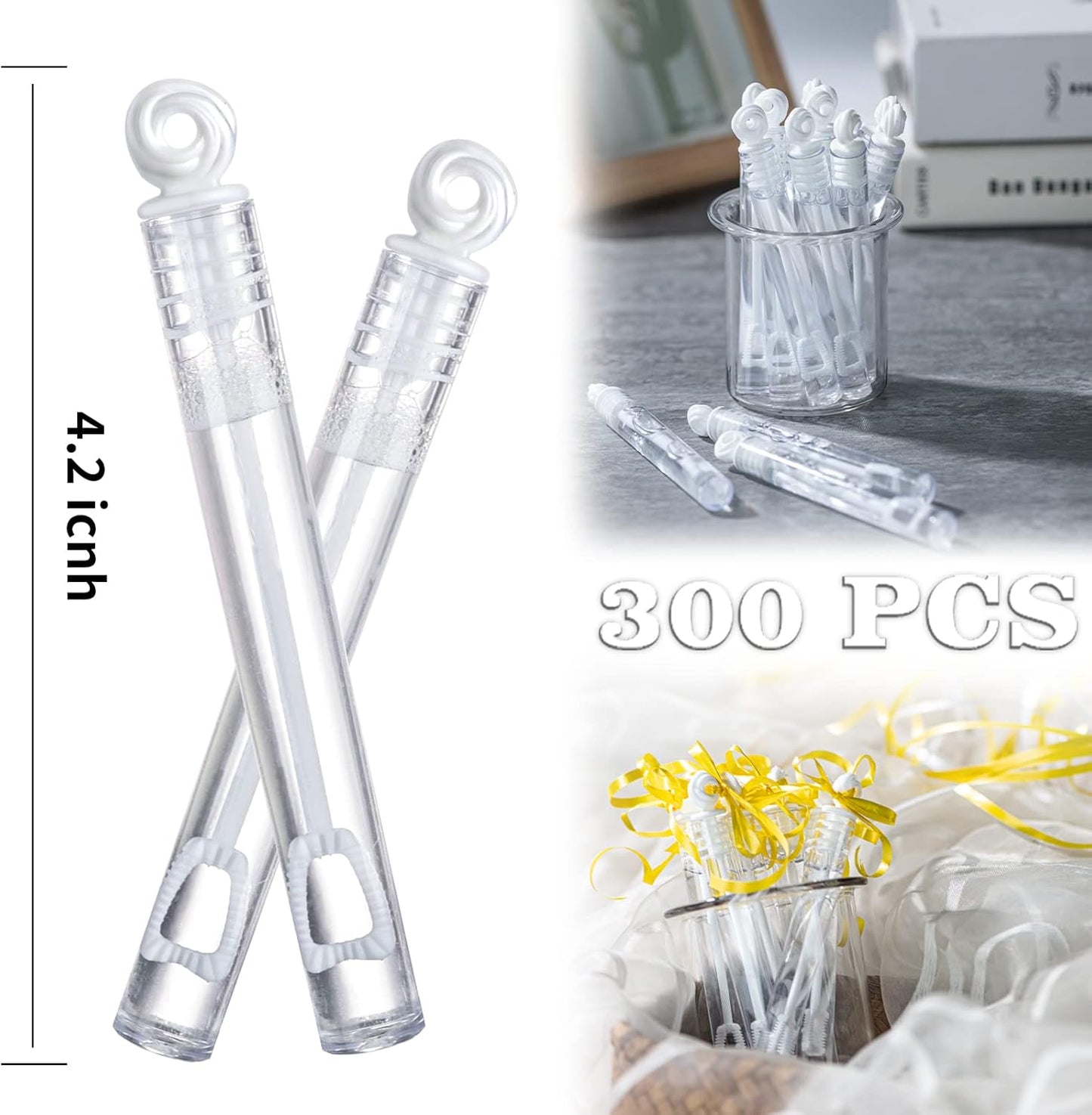 300 Pack Mini White Bubble Wand Party Favors, Perfect Bubble Stick Bulk Toy For Weddings Reception And Anniversaries Celebrations, Ideal For Valentine's Day, Engagement, Parties Gift For Couple, Guess