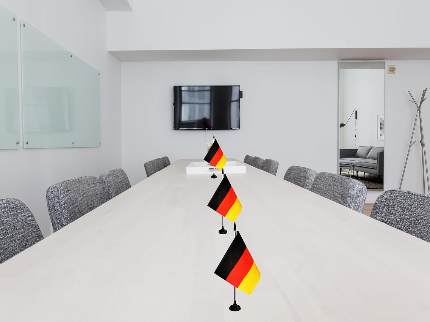 Germany Desk Flag, 12 Pack Germanic Table Office Flag with Black Solid Pole and Stand Base, International Country Flag, Festival Celebration, Classroom Meeting Desktop Decor (Germany)