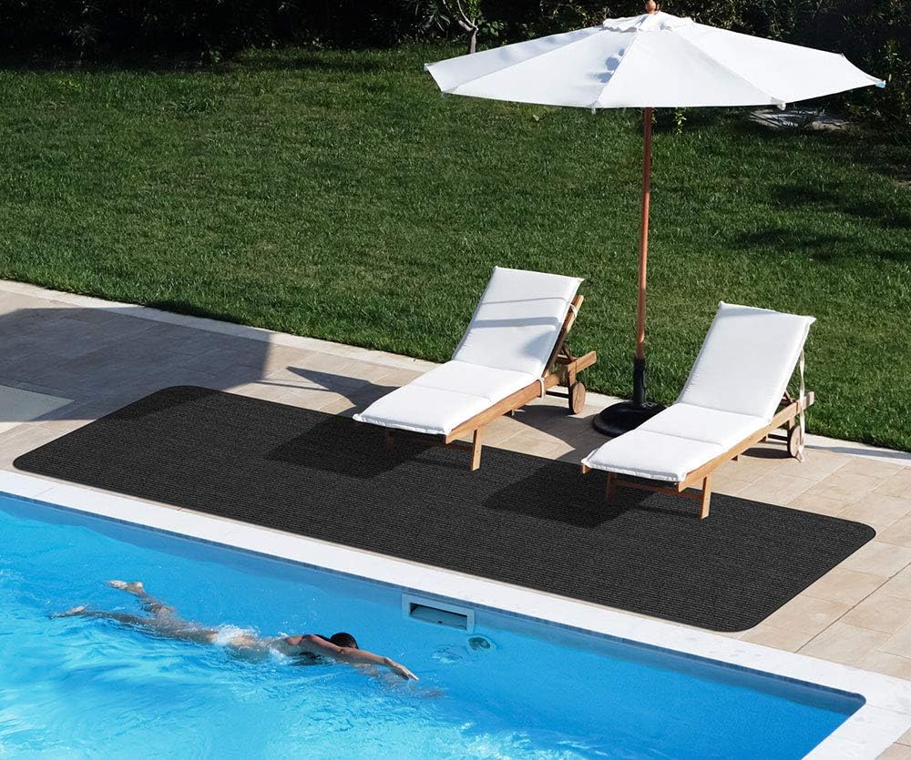 House, Home and More Indoor Outdoor Double-Ribbed Carpet Runner with Skid-Resistant Rubber Backing - Smokey Black - 3 Feet x 25 Feet