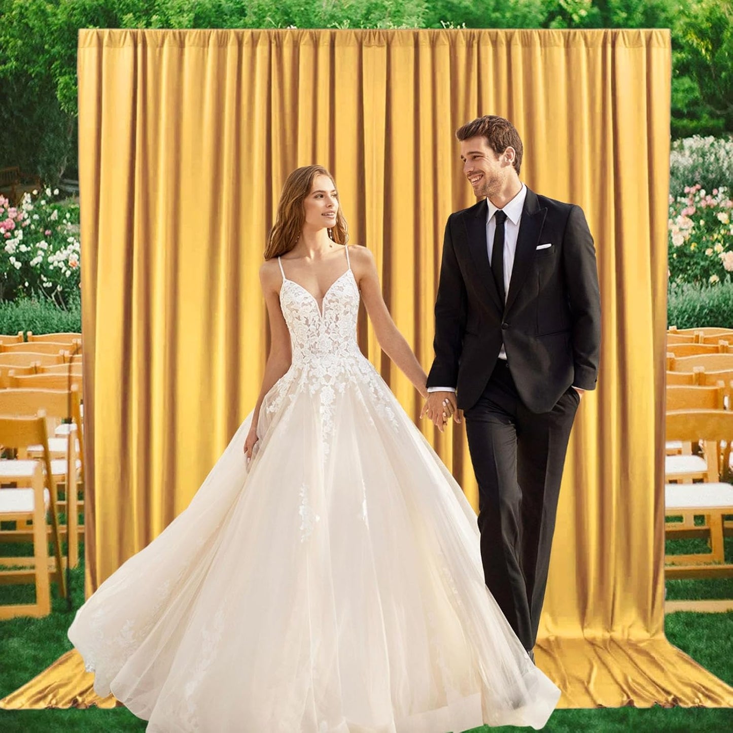 2 Panels Khaki Backdrop Curtain, 10 x 7 Feet Background Curtains for Parties, Weddings, Baby Showers, Bachelorette Halloween, Christmas Birthday Party Photoshoot Backdrop Curtains Decorations