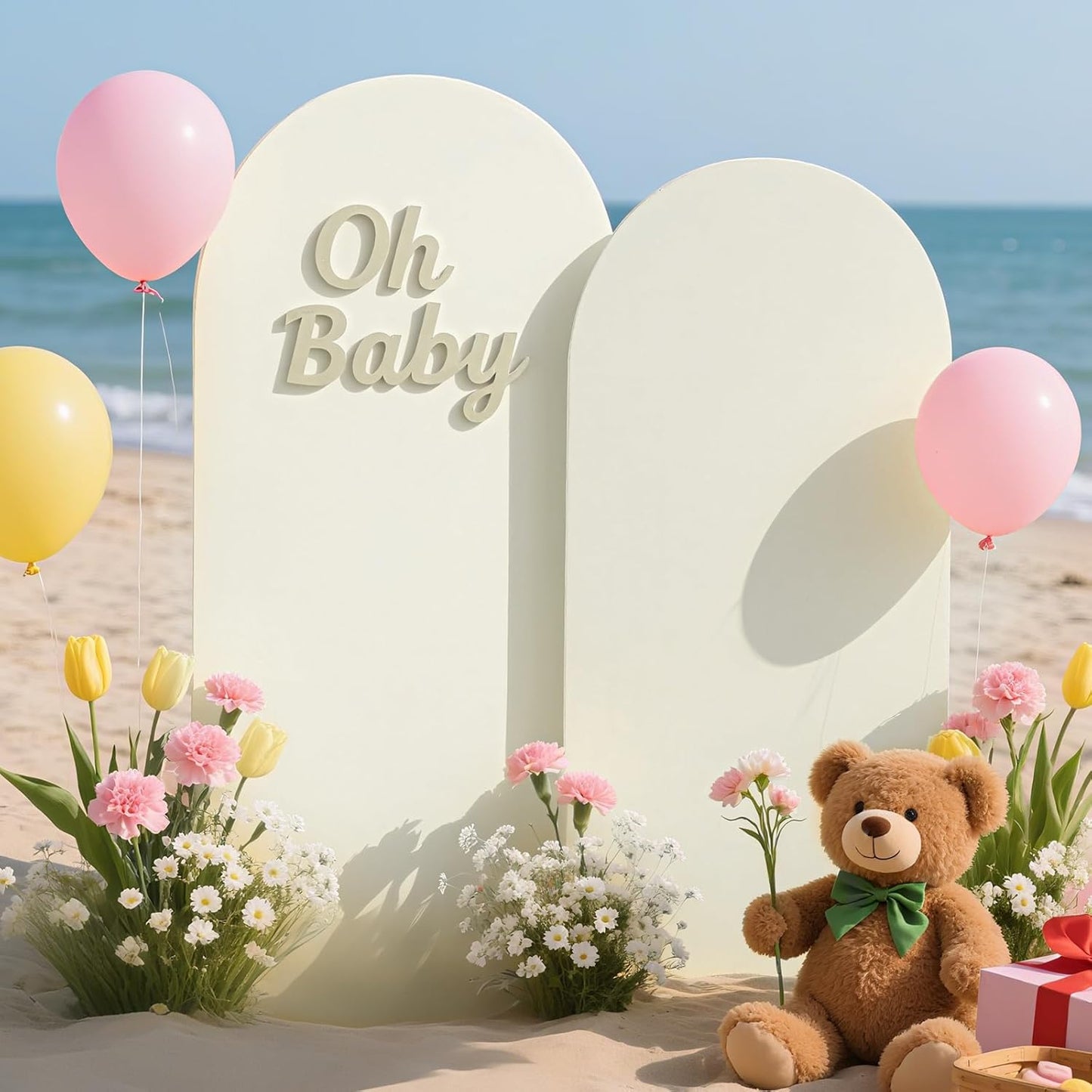 Ledido Wedding Arch Backdrop Cover 6FT 7.2FT Arch Covers 2Set Fitted Stretchy Spandex Round Top Stand Backdrop Cover for Wedding Banquet Ceremony Birthday Party Baby Shower Event Decoration,Ivory