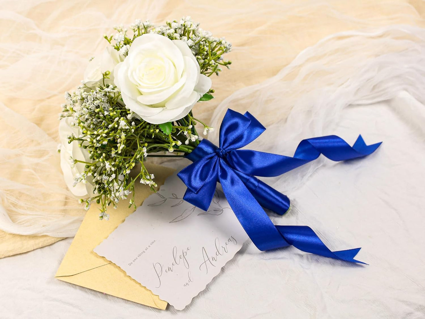 Royal Blue Satin Ribbon 1 inch X Continuous 100 Yards, Single Face Polyester Ribbon Perfect for Gift Wrapping, Flower Bouquet, Wedding Decor, Crafts, Bow Making, Sewing and More