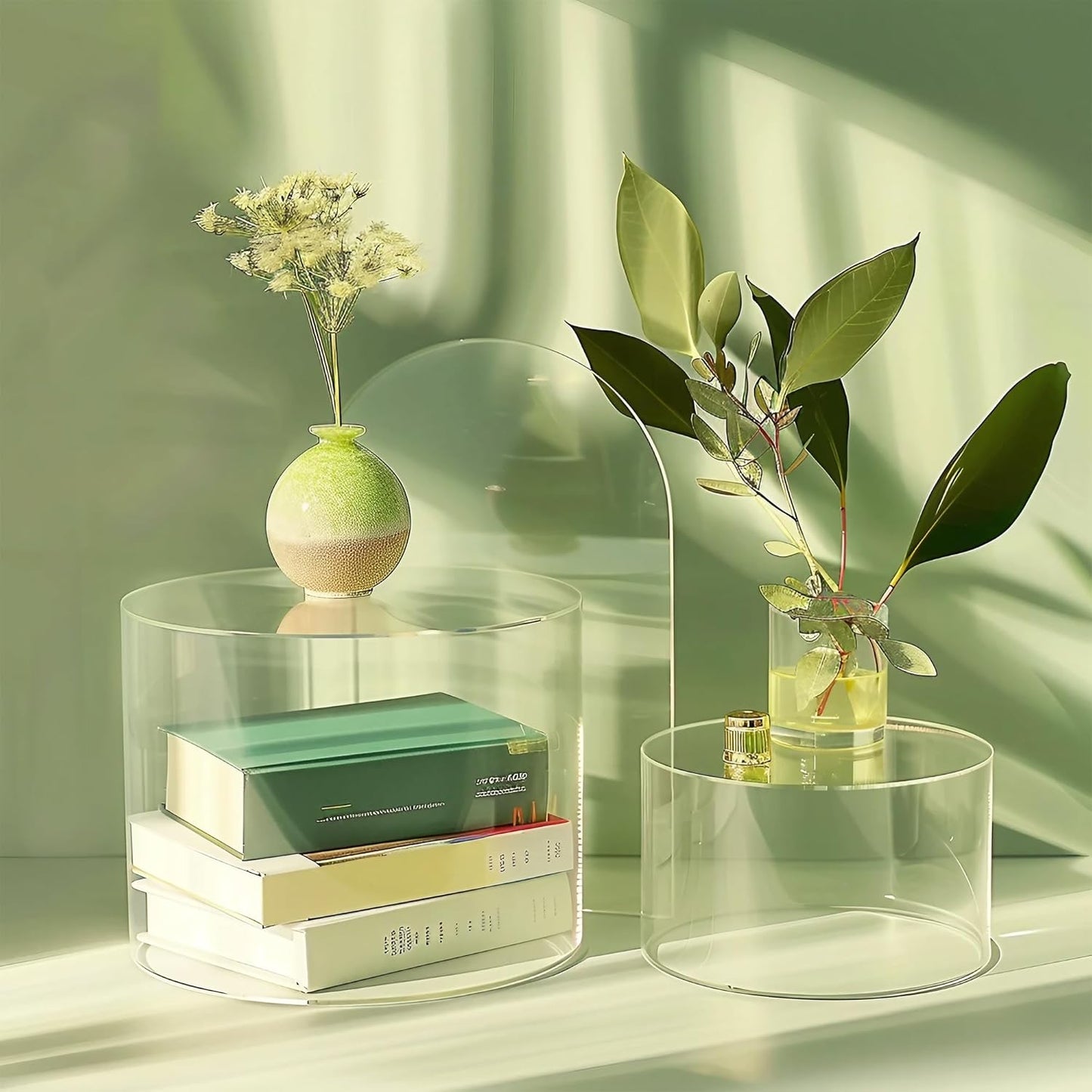 6Pcs Buffet Risers, Food Risers for Buffet, Acrylic Boxes for Display Round Riser Display Cases Acrylic Round Display Base, Clear(Size 6",6.5",6.7",7",7.5",8")