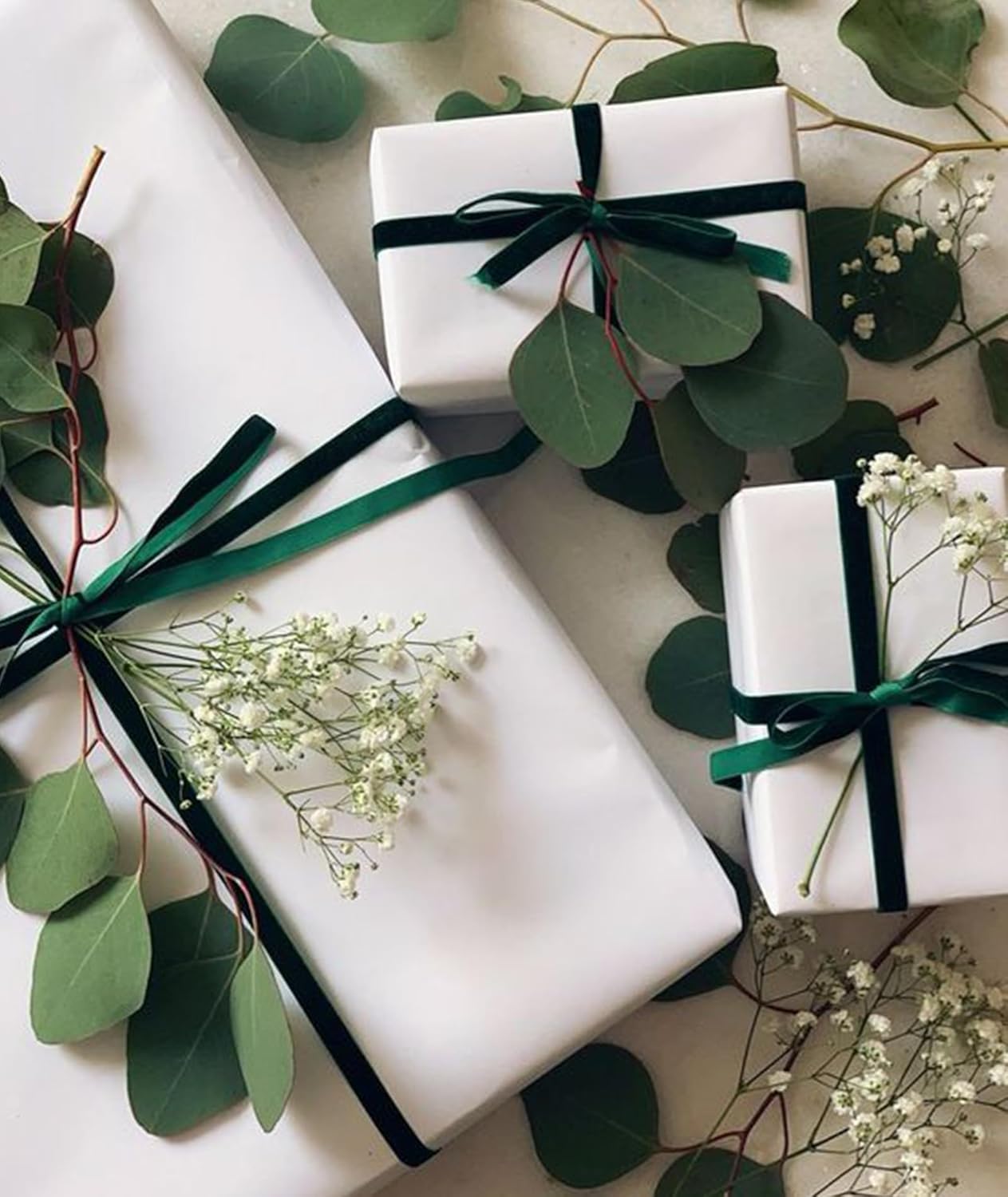 Dark Green Christmas Velvet Ribbon for Tree, Gift Wrapping, Flower Bouquet, Wreath Decorations, Bow Making 3/8'', 25 Yards