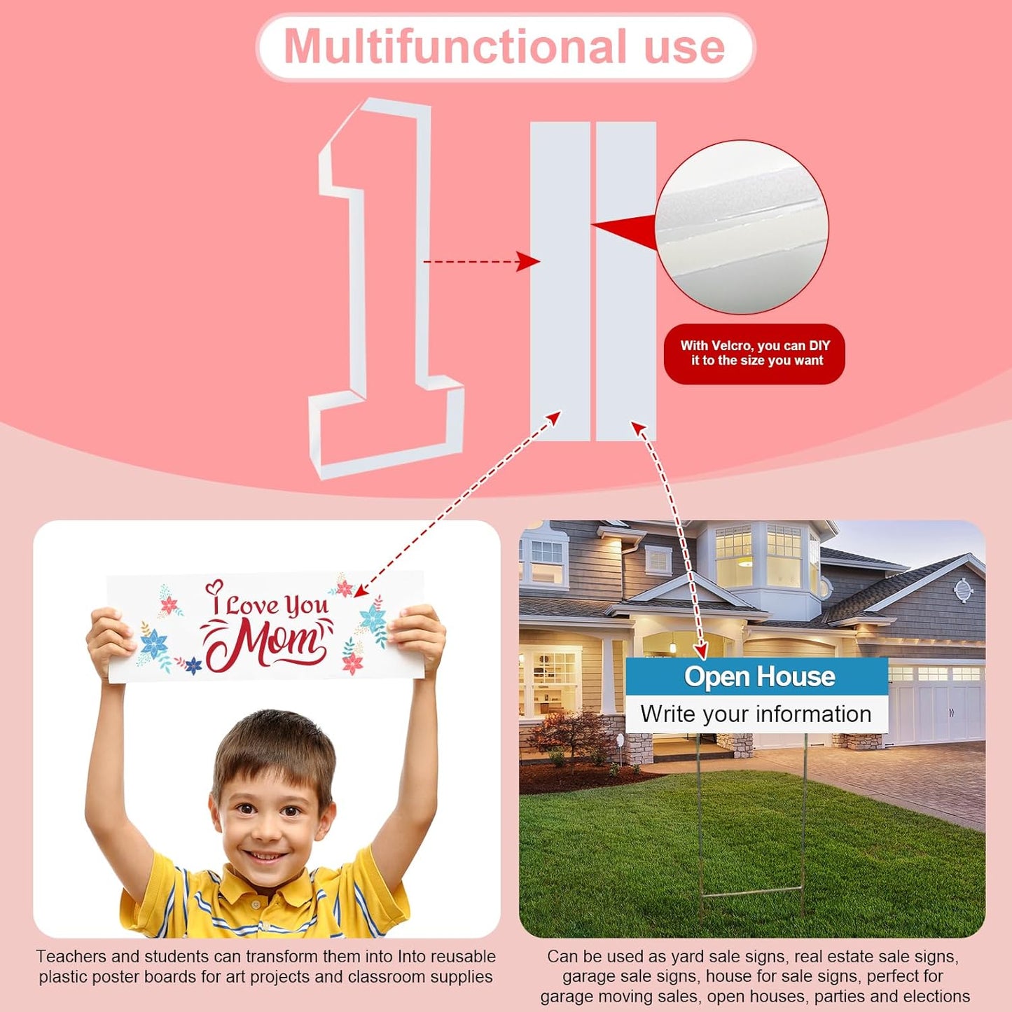 4FT Plastic Marquee Numbers 6 - Light up Numbers Are Made from Corrugated Plastic Board - Quick Assembly Without Tools, Disassembled Components Can Be Used for Photo Wall Decoration, Yard Sale Signs