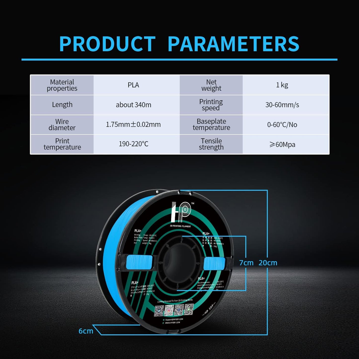 Glow in The Dark PLA Filament, 3D Printer Filament, PLA Filament 1.75mm Dimensional Accuracy +/- 0.02mm, 1KG Spool (2.2 lbs), Fit Most FDM Printer (Glow Blue)