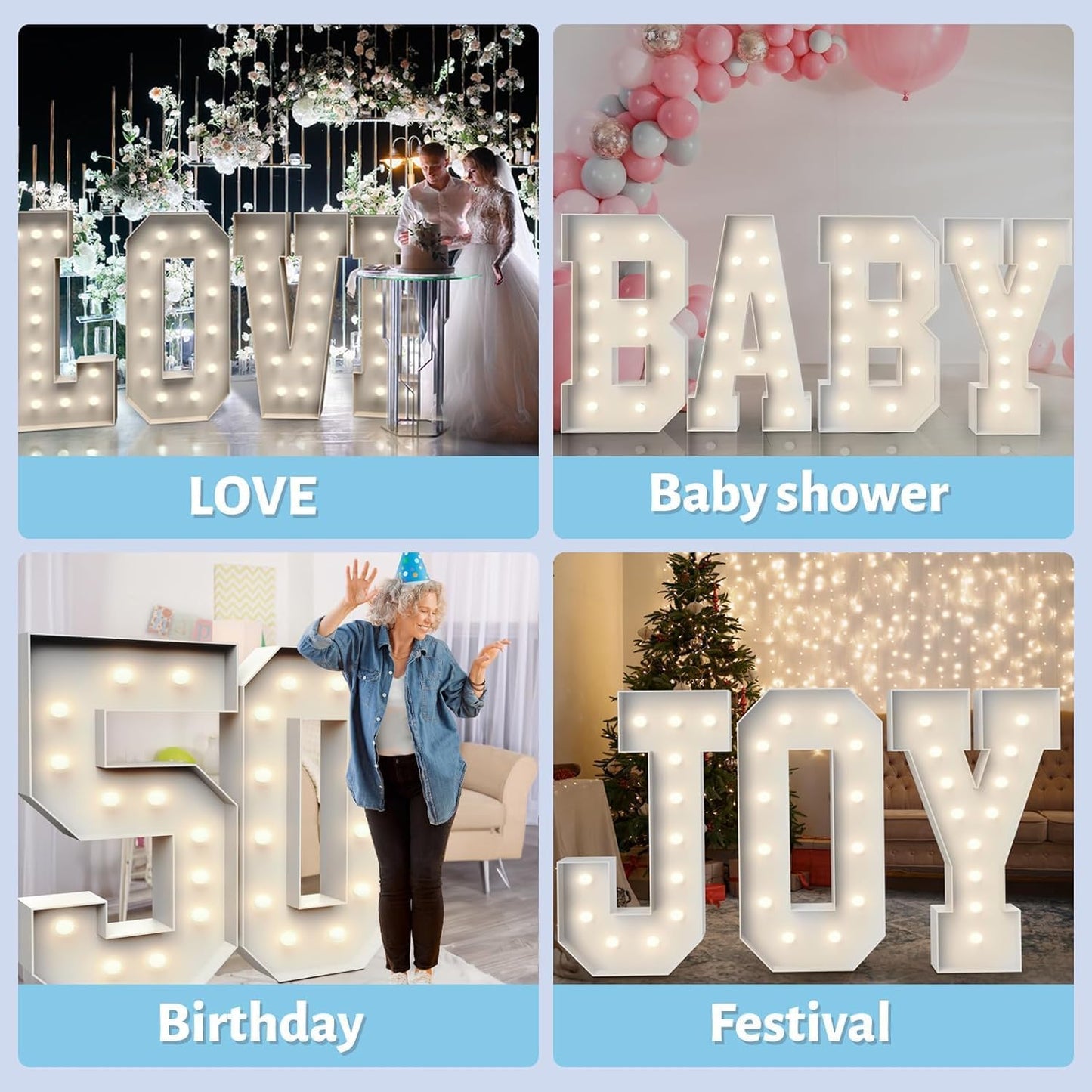 4FT Marquee Light Up Numbers 8,Party Decoration Large Marquee Light Up Letters with Weighted Water Bag,Pre-cut Foam Board Set Can Be Used for Birthdays,Weddings,Baby Anniversaries