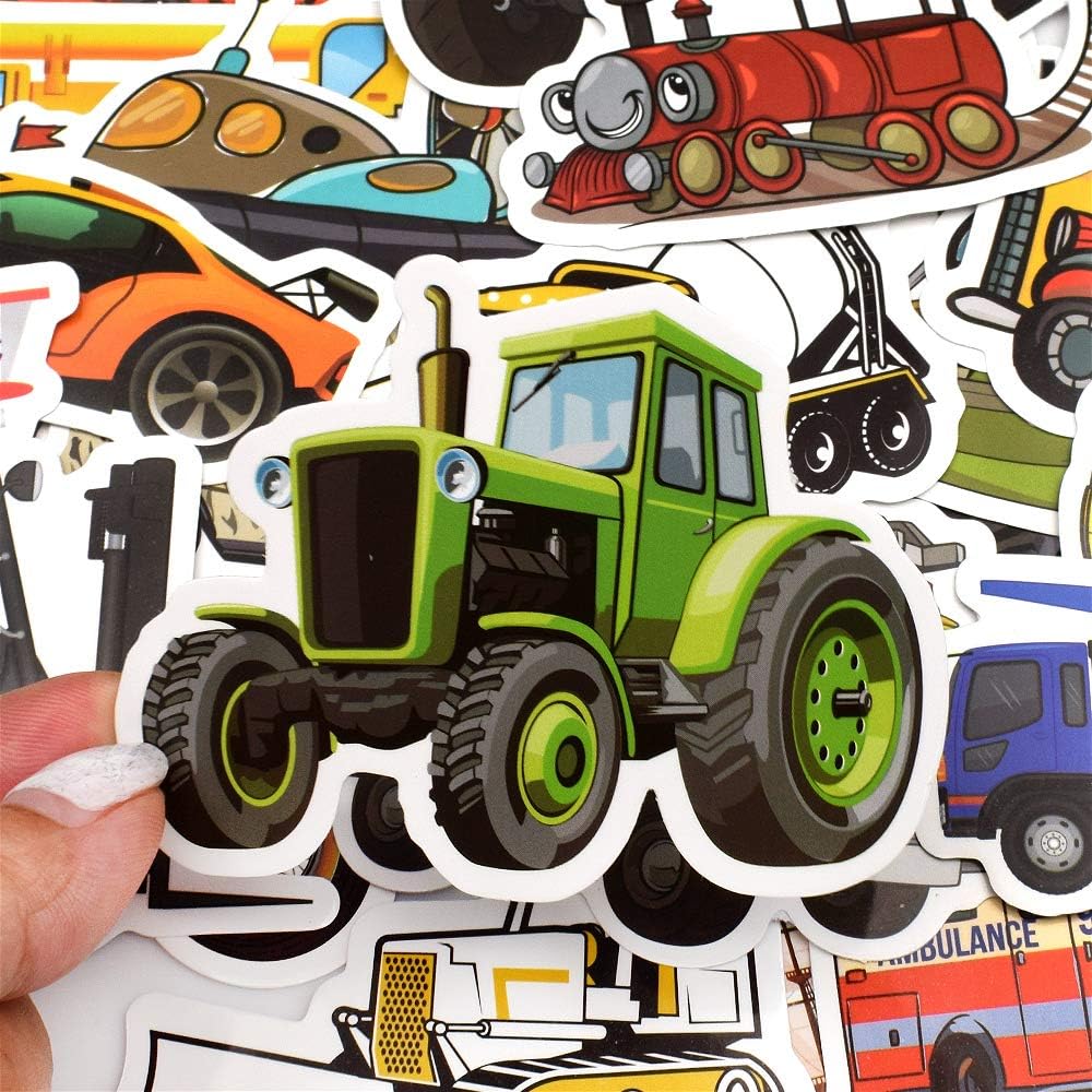 QTL Truck Stickers for Kids Boys Tractor Stickers for Water Bottles Easter Basket Stuffers Gifts for Kids Boys 50Pcs