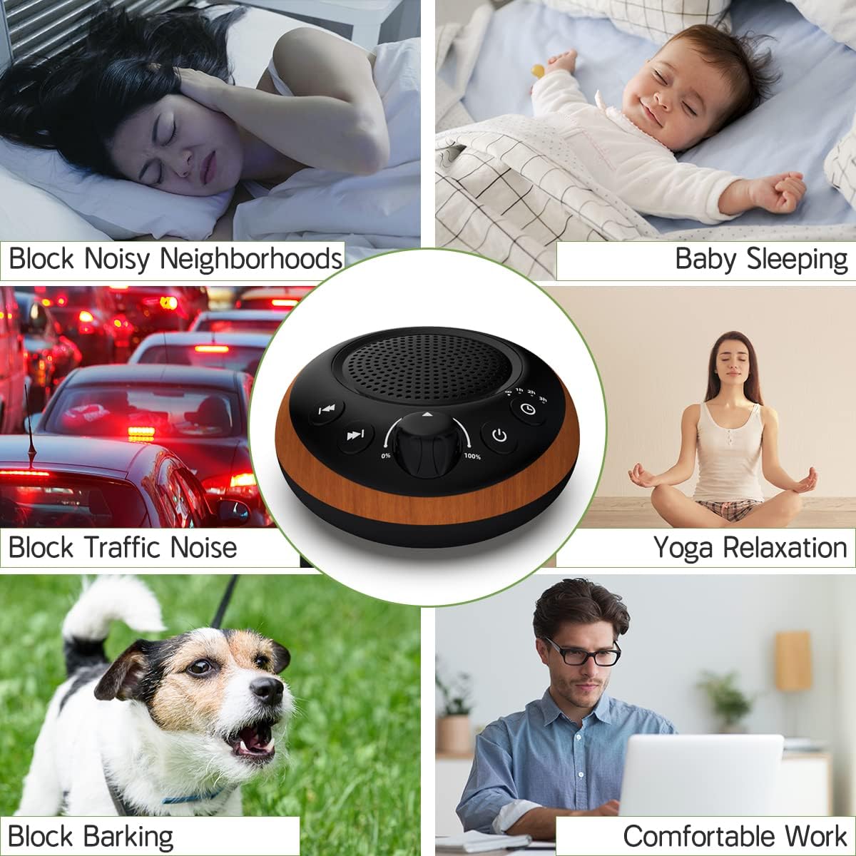 Sound Brown Noise Machine White Noise Machine Nonstop 30 Soothing Sounds Sound Therapy for Baby Kids Adults Sleep Machine 36-Level Vol Auto-Off Timer Memory Function for Home Travel Office