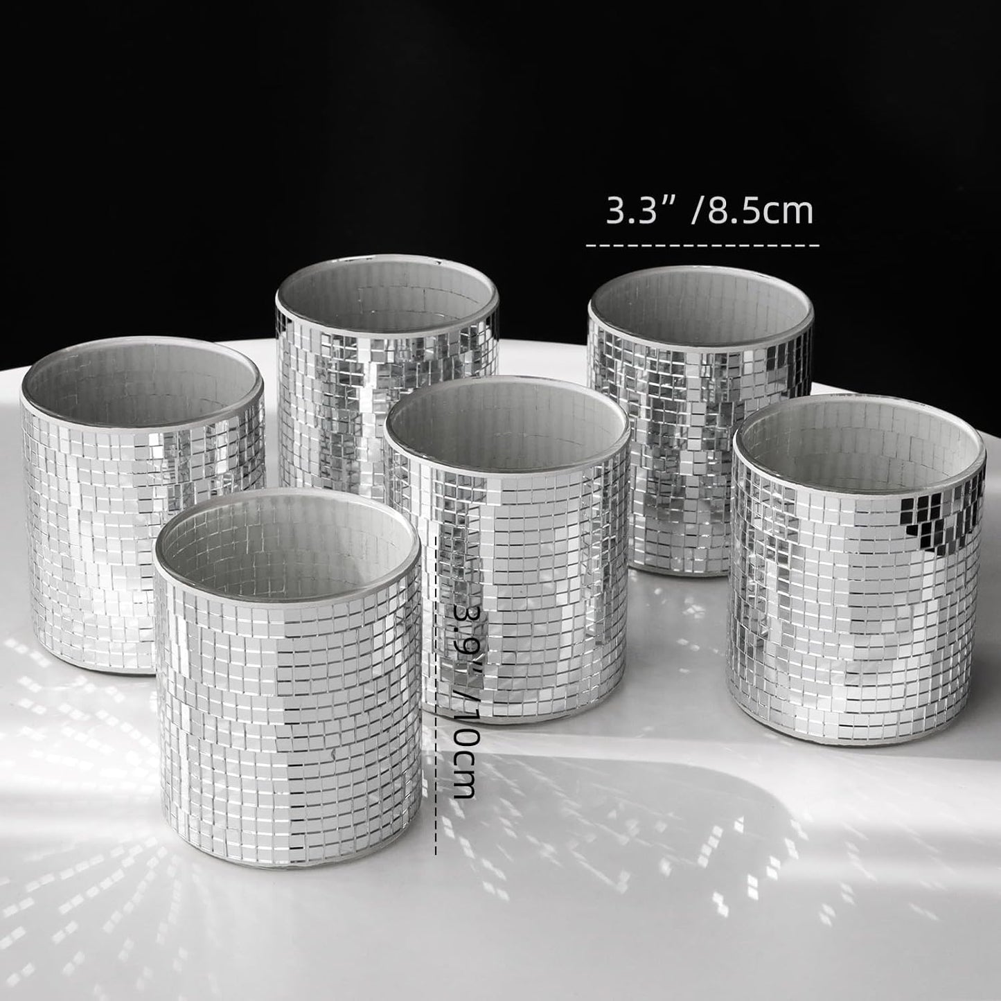WDHODEC 6 Pcs Disco Vases Bulk Silver Mirror Disco Ball Flower Vase Glass Candle Holder for Wedding Table Centerpieces Decoration 4"