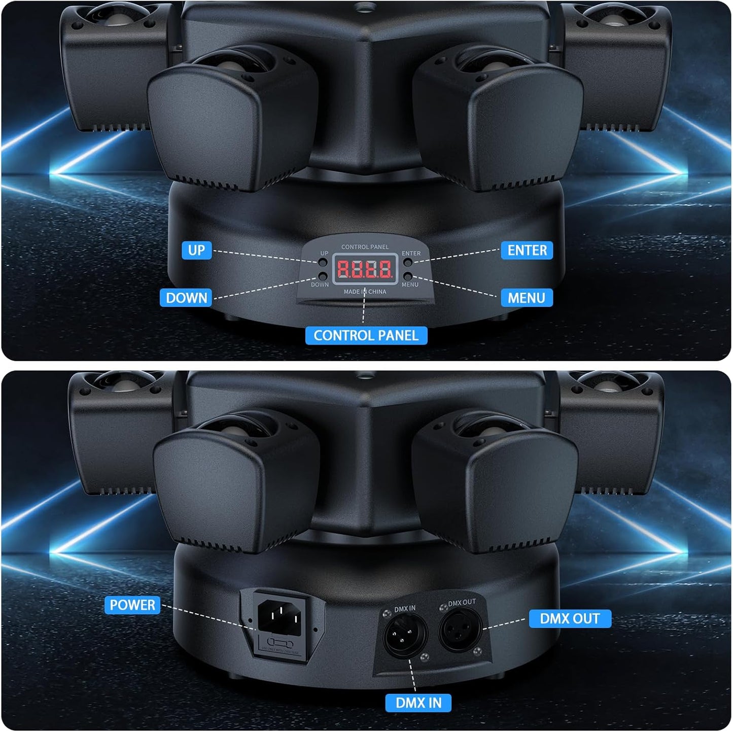 2-Pack 120W Moving Head 6 Arms Stage Lights with Mixed Lighting Effects,DJ Stage Lighting for Party Disco Club Wedding Bar