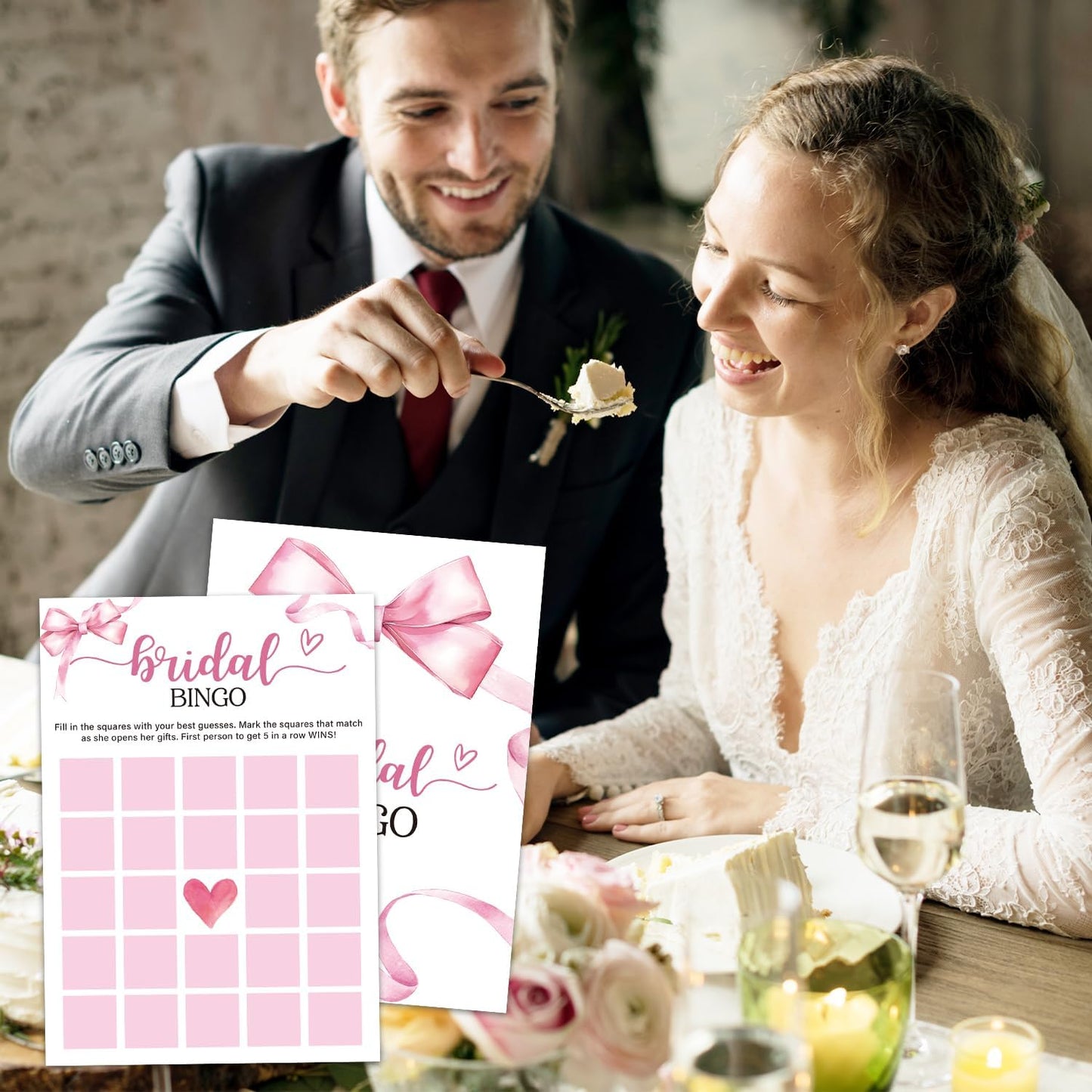 Bridal Shower Games 30 Guests, Bingo Bridal Shower Wedding Games for Reception, Rehearsal Dinner Engagement Party Activities Game Card/HL 009