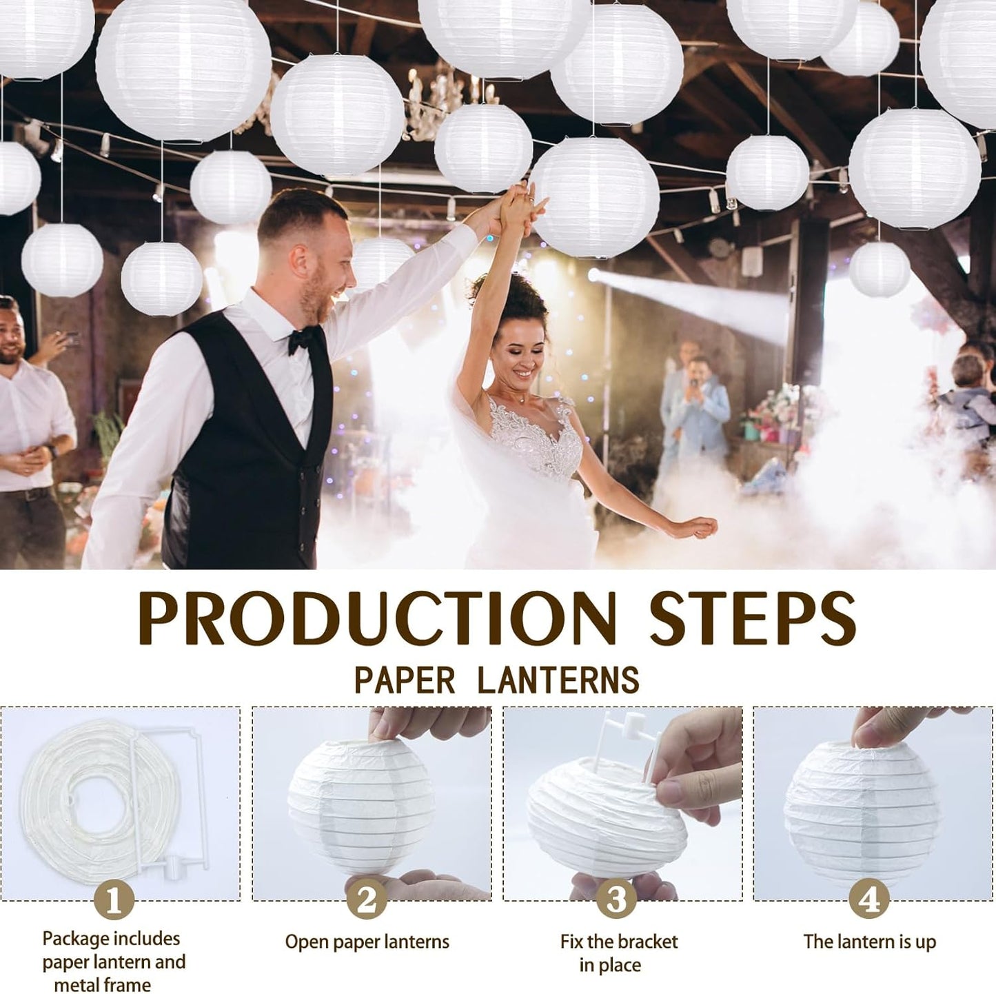 ADLKGG White Paper Lanterns Party Decorative, White Round Hanging Paper Lanterns Decorations for Graduation Wedding Engagement Birthday Party Decorations, 21pcs