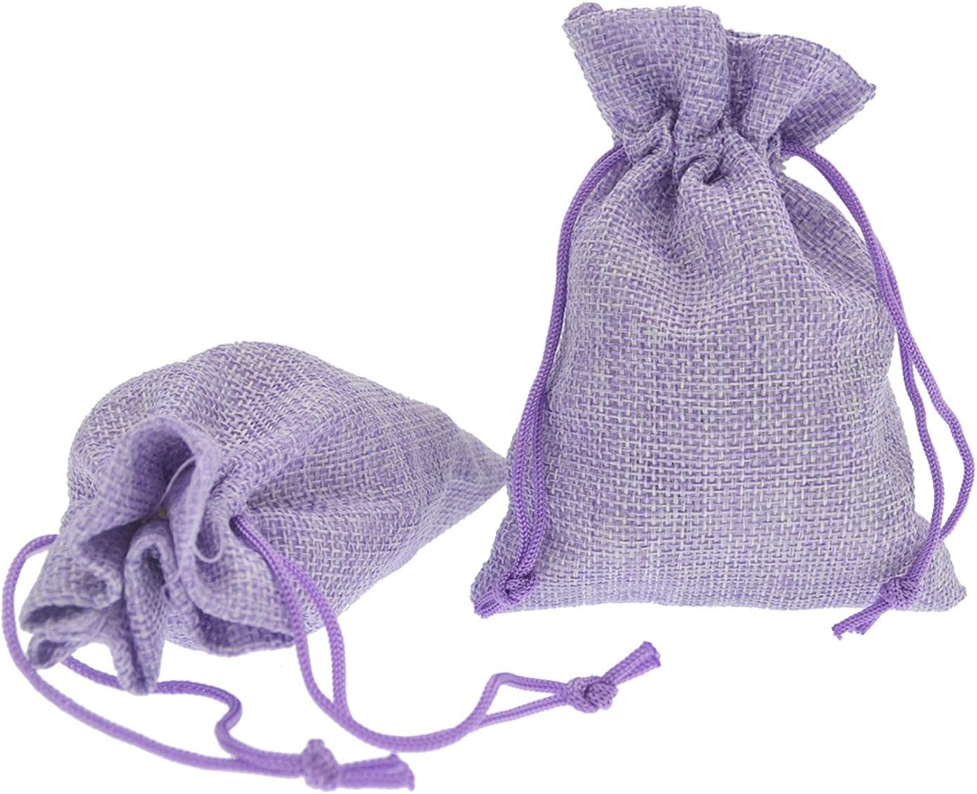 20pcs Burlap Bags 5 x 7, Linen Drawstring Gift Bags, Wedding Party Christmas Favor Bags Jewelry Candy Pouches Sacks (Light Purple)