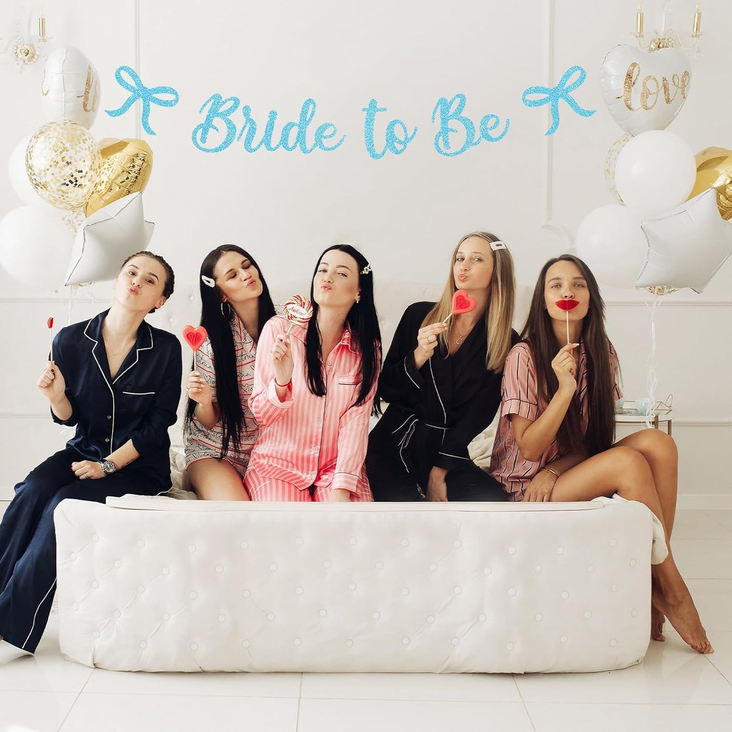 Bride to Be Banner, Light Blue Bride to Be with Bow Glitter Bachelorette Bridal Party Banner BRIDE TO BE Sign for Blue Bachelorette Bridal Shower Wedding Engagement Hen Party Decorations