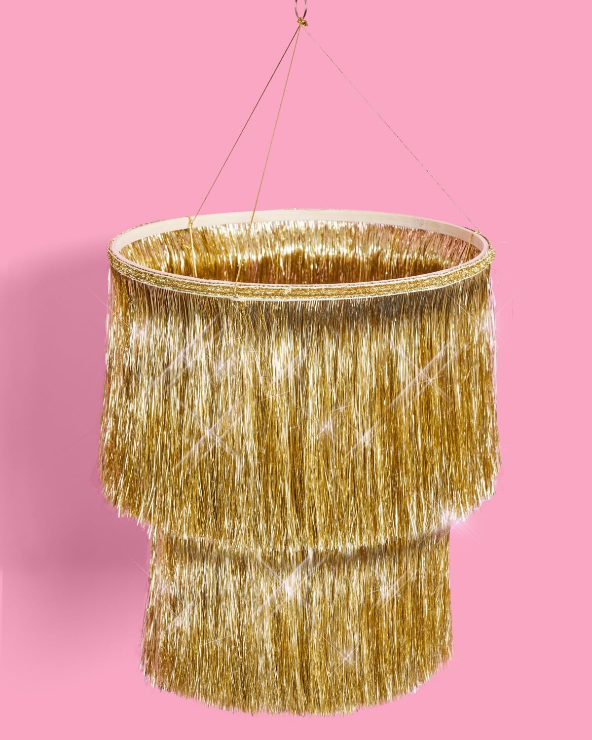 xo, Fetti Gold Fringe Tinsel Chandelier | 16" | Bachelorette Party Decorations, Birthday Photo Booth Supplies, New Years Eve Decor, HBD