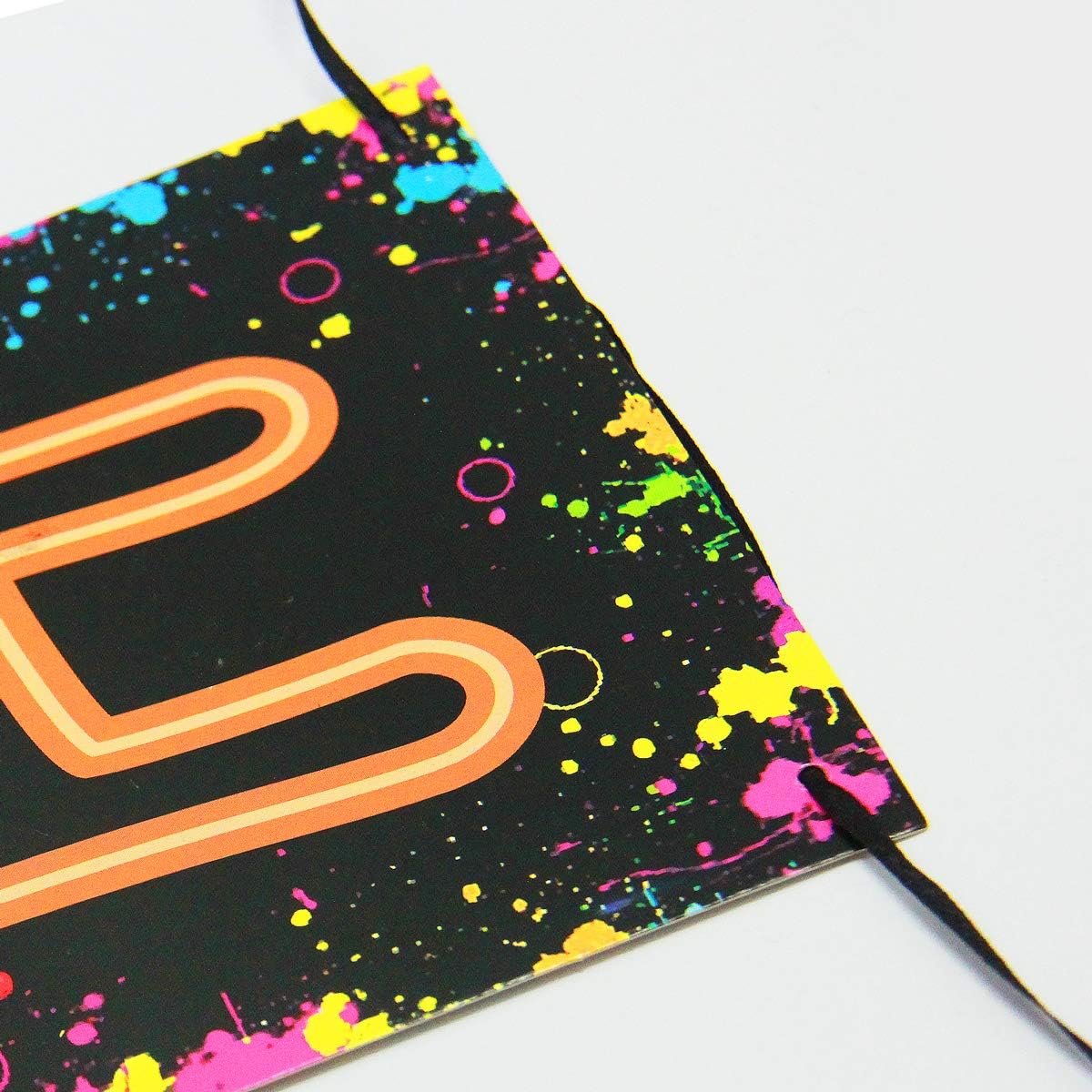 Glow Party Happy Birthday Banner Decoration(Already Assembled), 80s Birthday Banner Let's Glow Party Decorations, Glow in the Dark Party Supplies, Neon Party Birthday Decorations